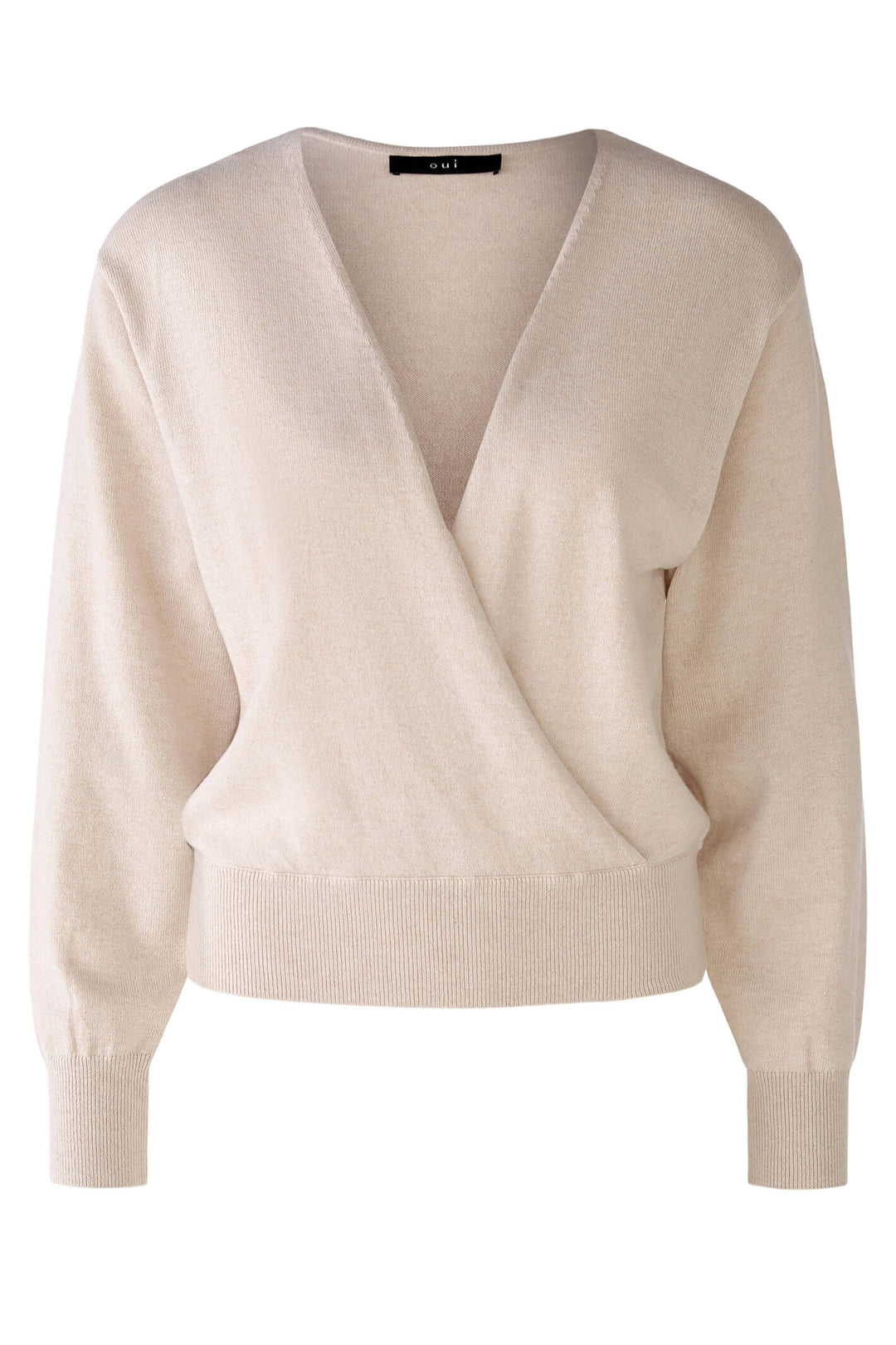 Oui 79851 Light Beige Melange Wrap Style Jumper - Olivia Grace Fashion