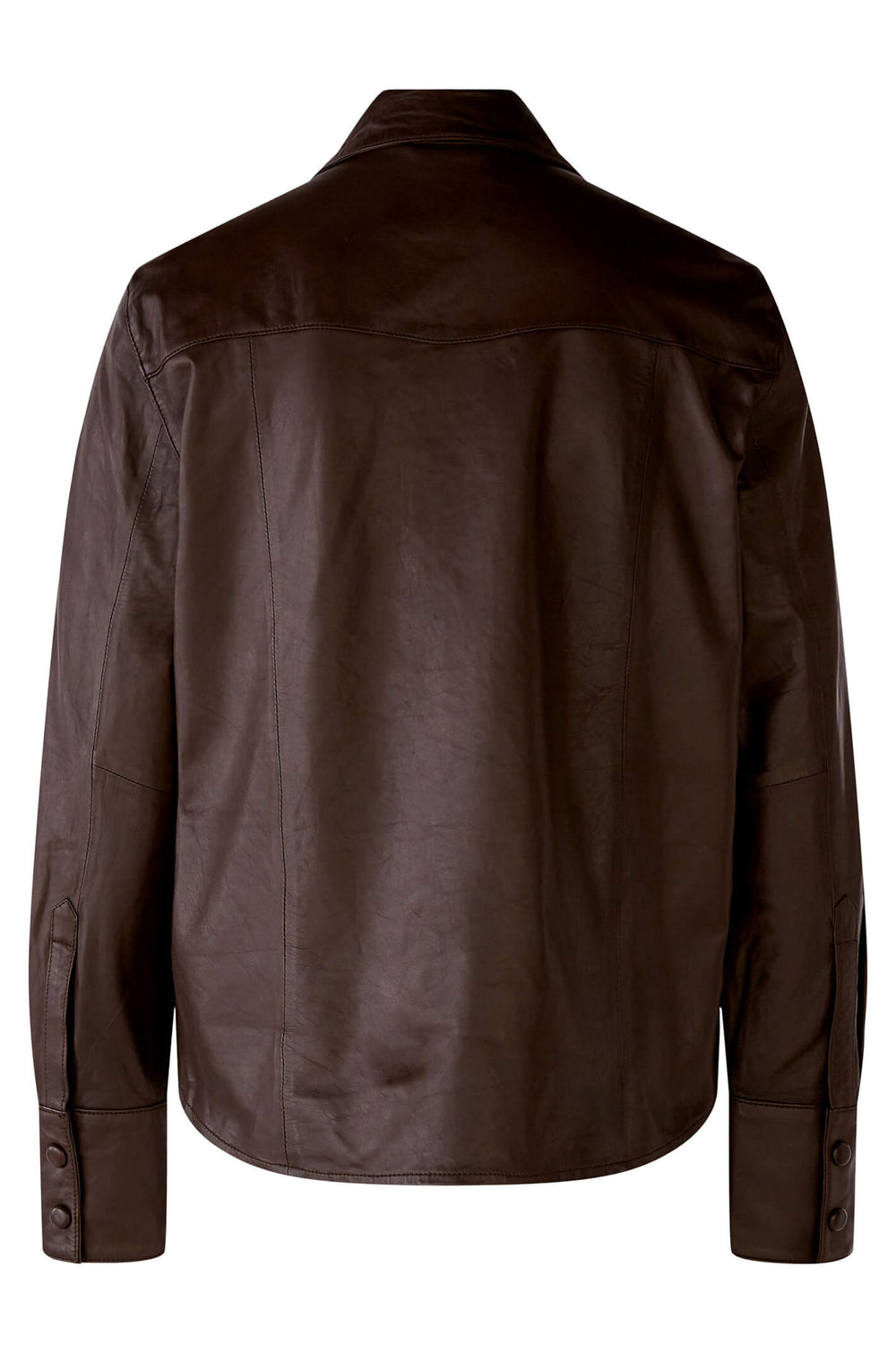 Oui 79854 Dark Brown Leather Shirt - Olivia Grace Fashion