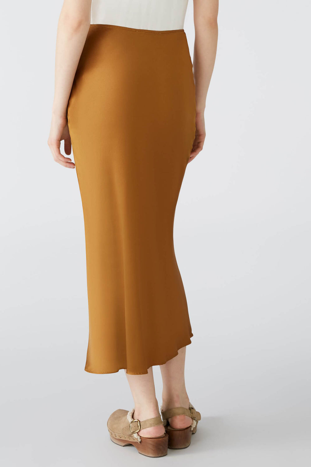 Oui 79970 Dark Camel Midi Fit & Flare Skirt - Olivia Grace Fashion