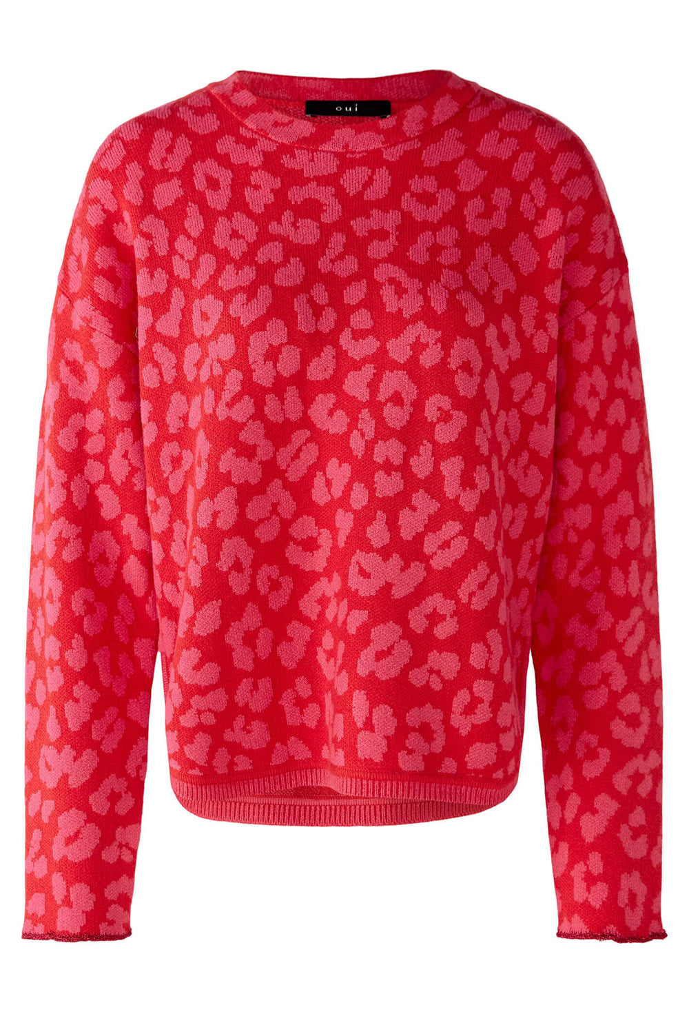 Oui 79997 Pink Red Animal Print Jumper - Olivia Grace Fashion