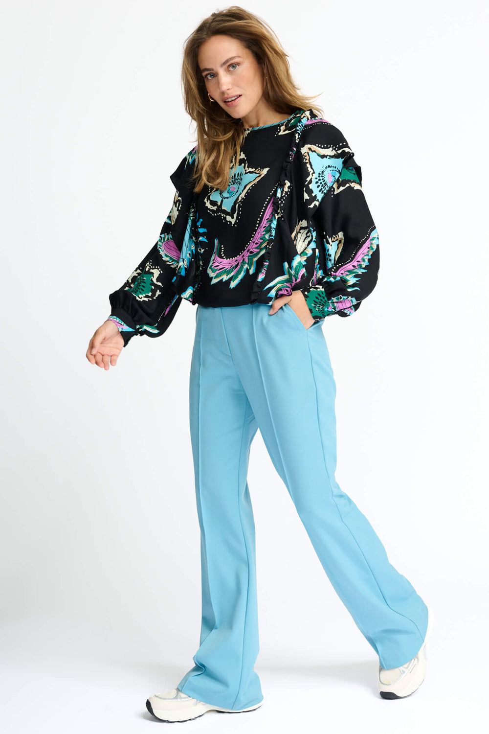 Pom Amsterdam SP6956 Blue Stoned Trousers - Olivia Grace Fashion