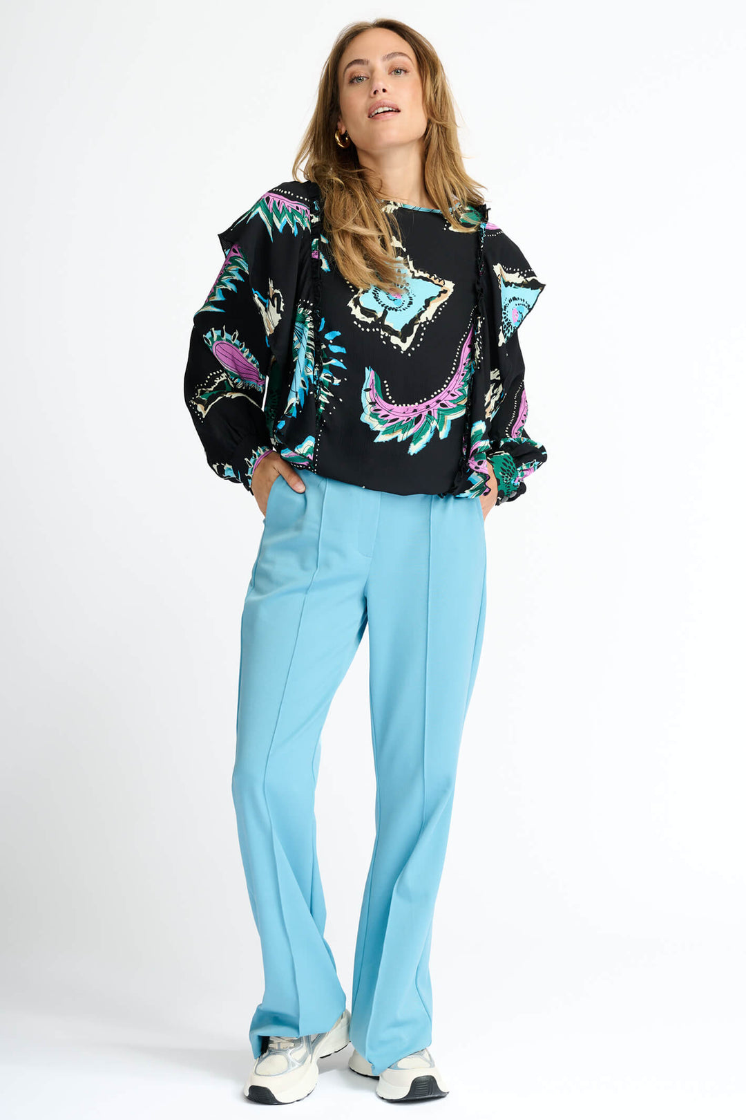 Pom Amsterdam SP6956 Blue Stoned Trousers - Olivia Grace Fashion