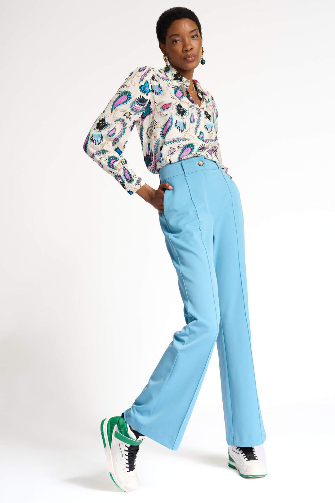 Pom Amsterdam SP6956 Blue Stoned Trousers - Olivia Grace Fashion