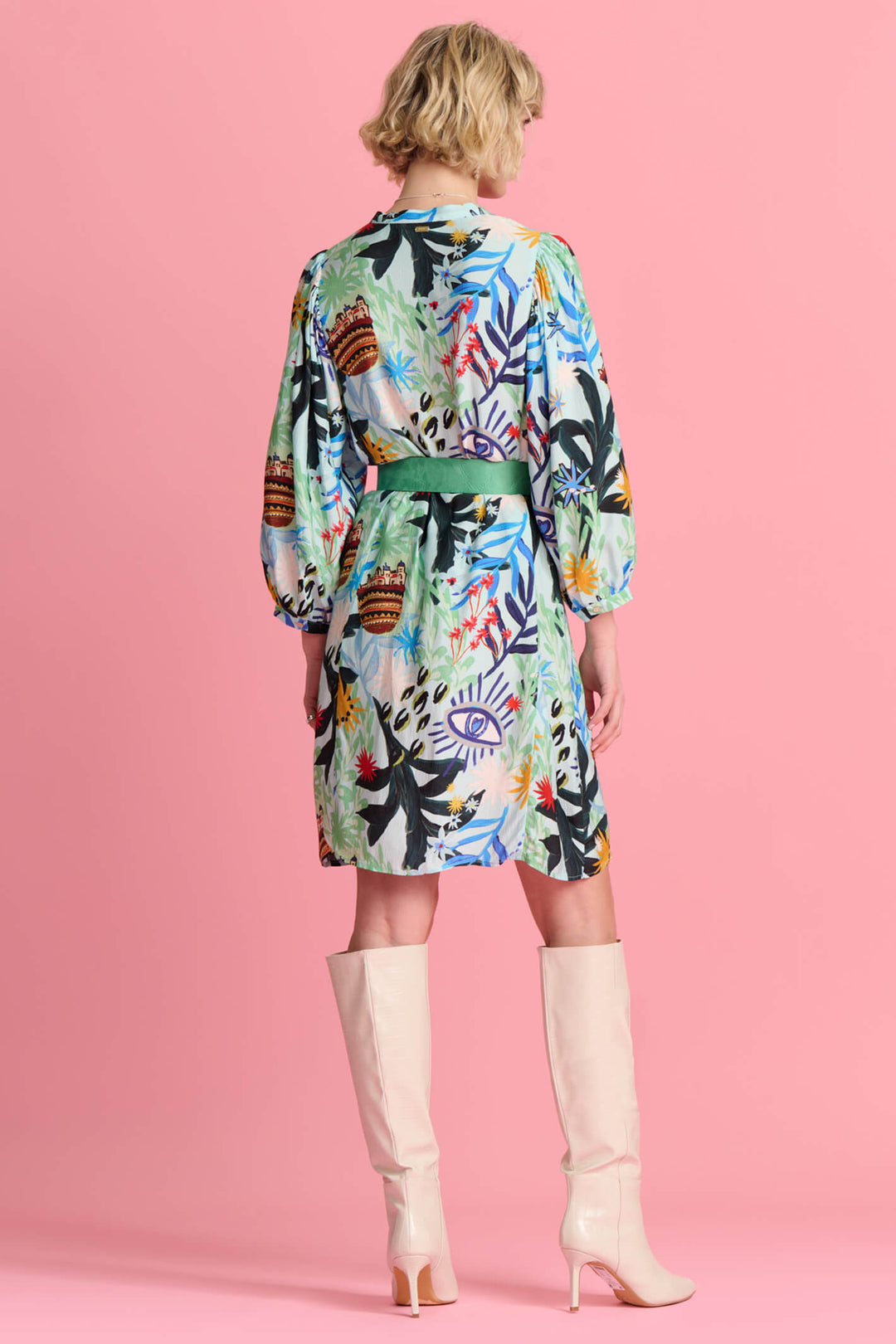 Pom Amsterdam SP7156 Botanical Blue Print Dress - Olivia Grace Fashion