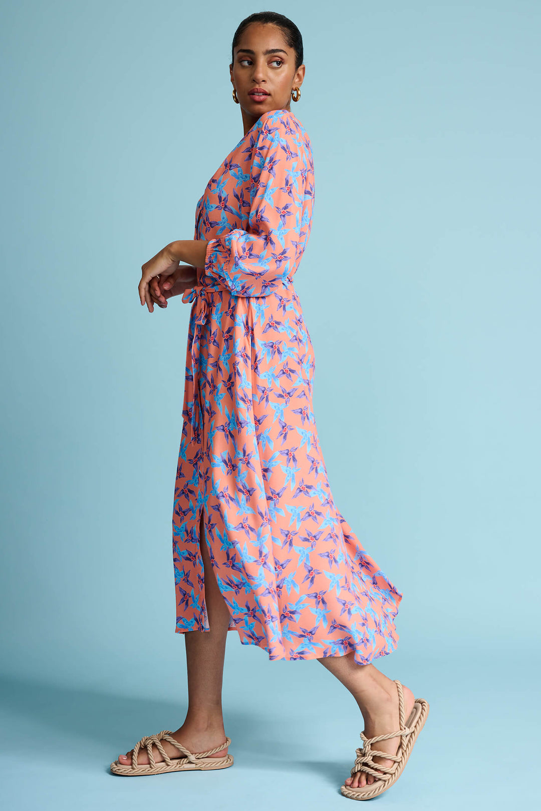 Pom Amsterdam SP7245 Orange Sam Dancing Flowers Dress - Olivia Grace Fashion