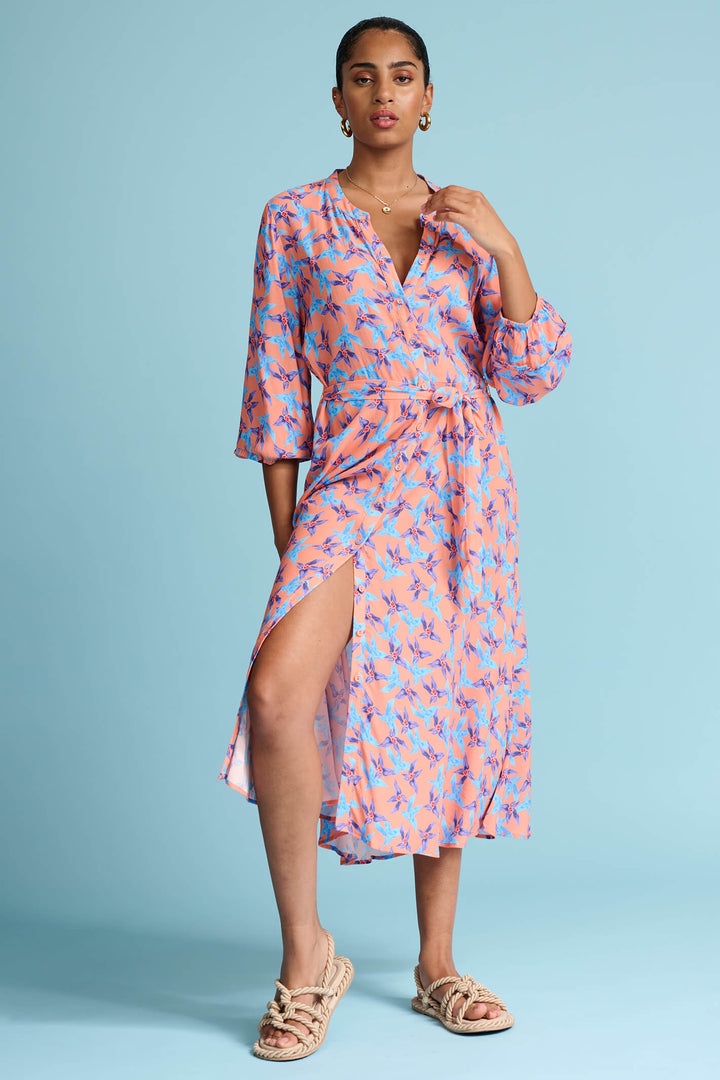 Pom Amsterdam SP7245 Orange Sam Dancing Flowers Dress - Olivia Grace Fashion