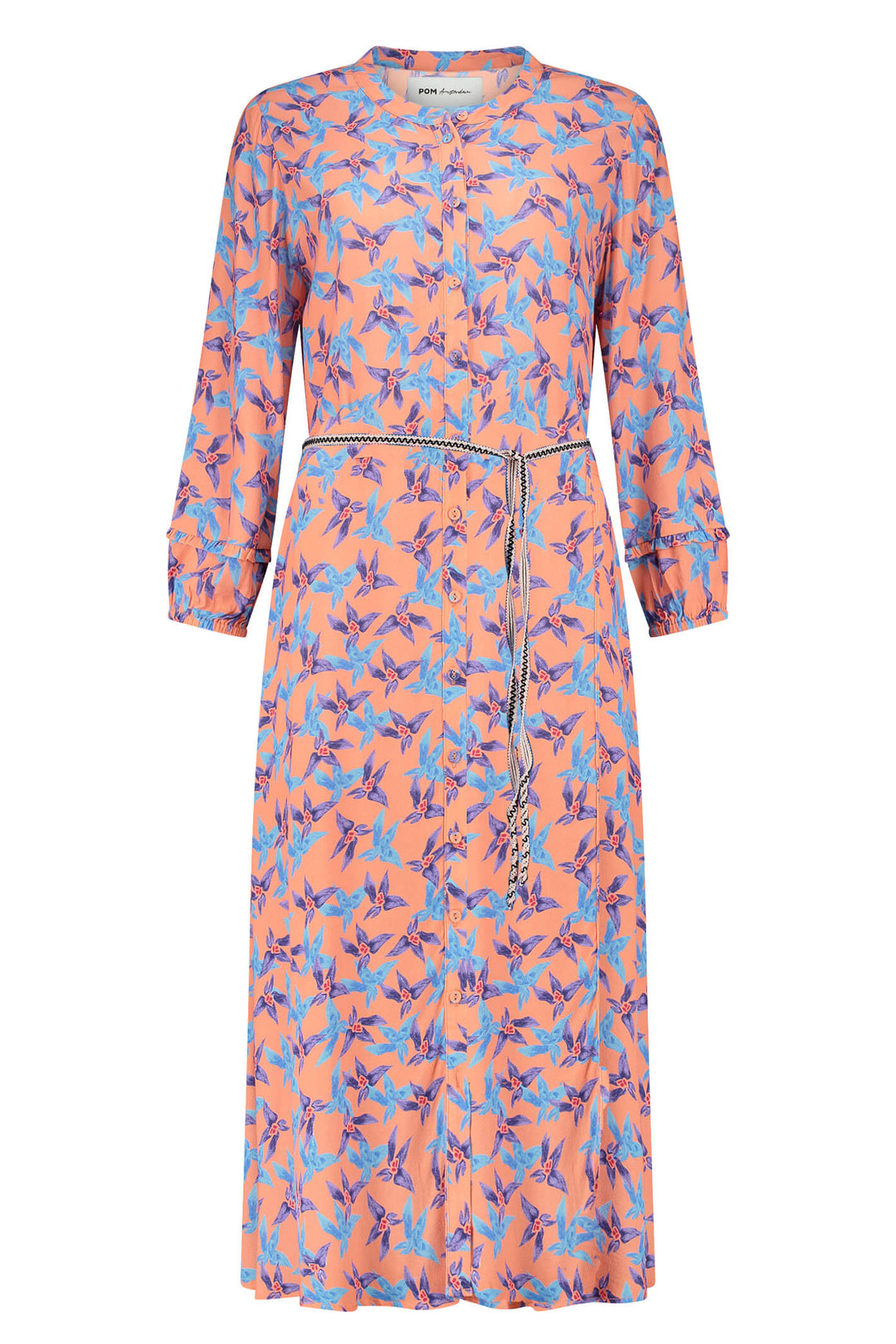 Pom Amsterdam SP7245 Orange Sam Dancing Flowers Dress - Olivia Grace Fashion