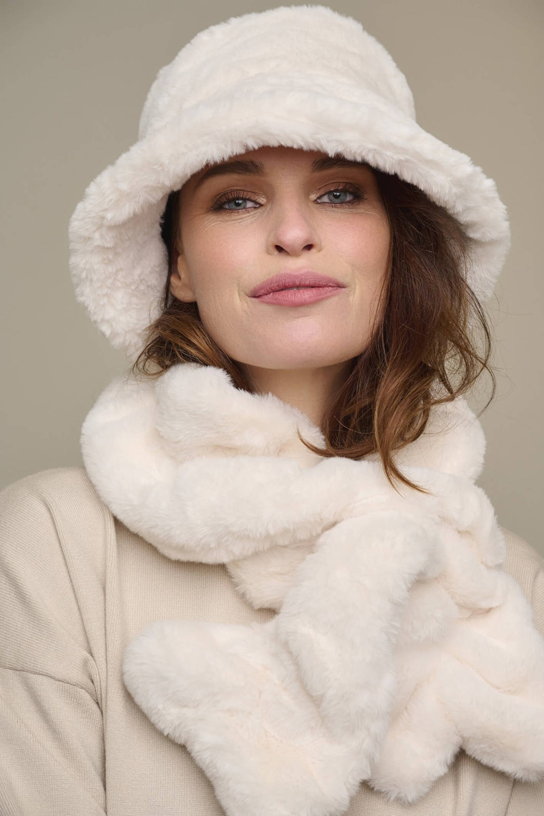 Rino & Pelle Ari White Faux Fur Ruffle Scarf - Olivia Grace Fashion