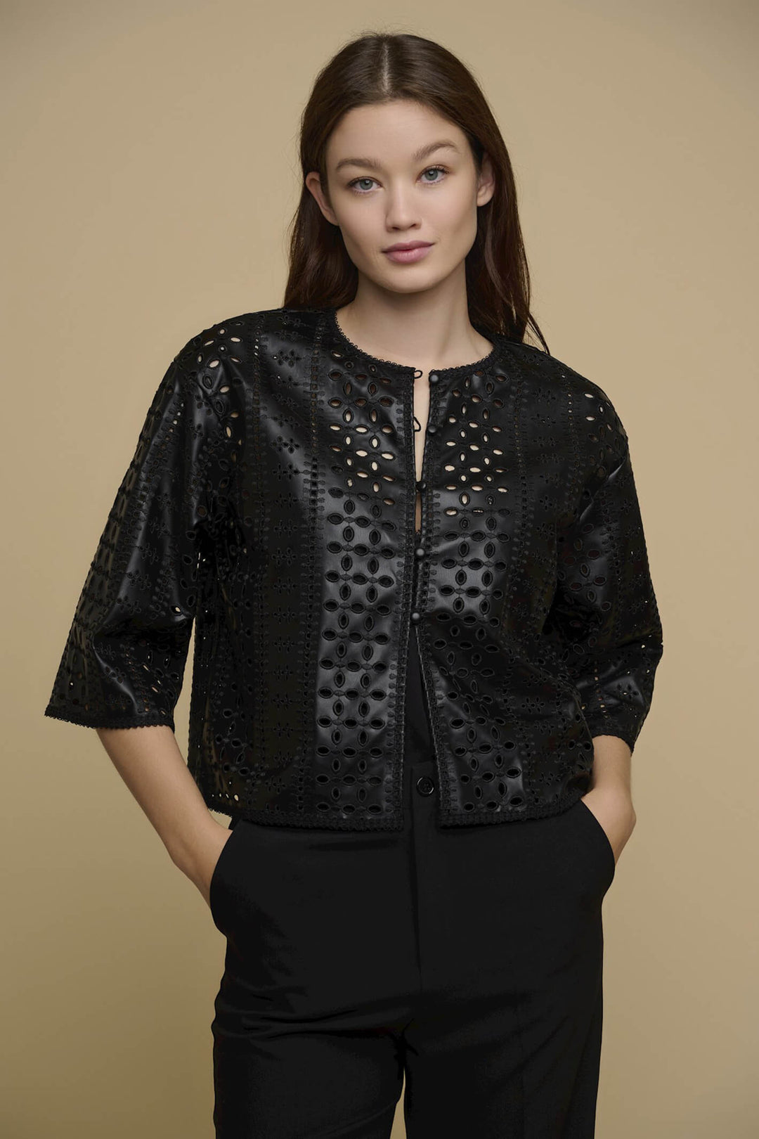 Rino & Pelle Danet 7502320 Black Cropped Jacket - Olivia Grace Fashion