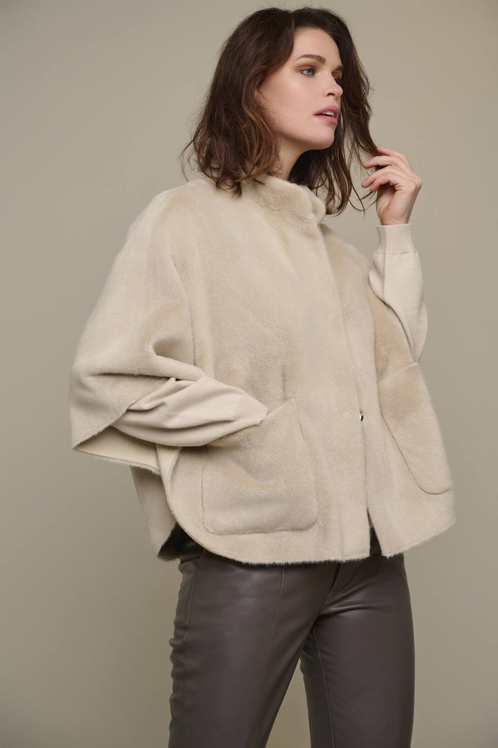 Rino & Pelle Dewi Stone Faux Fur Cape - Olivia Grace Fashion