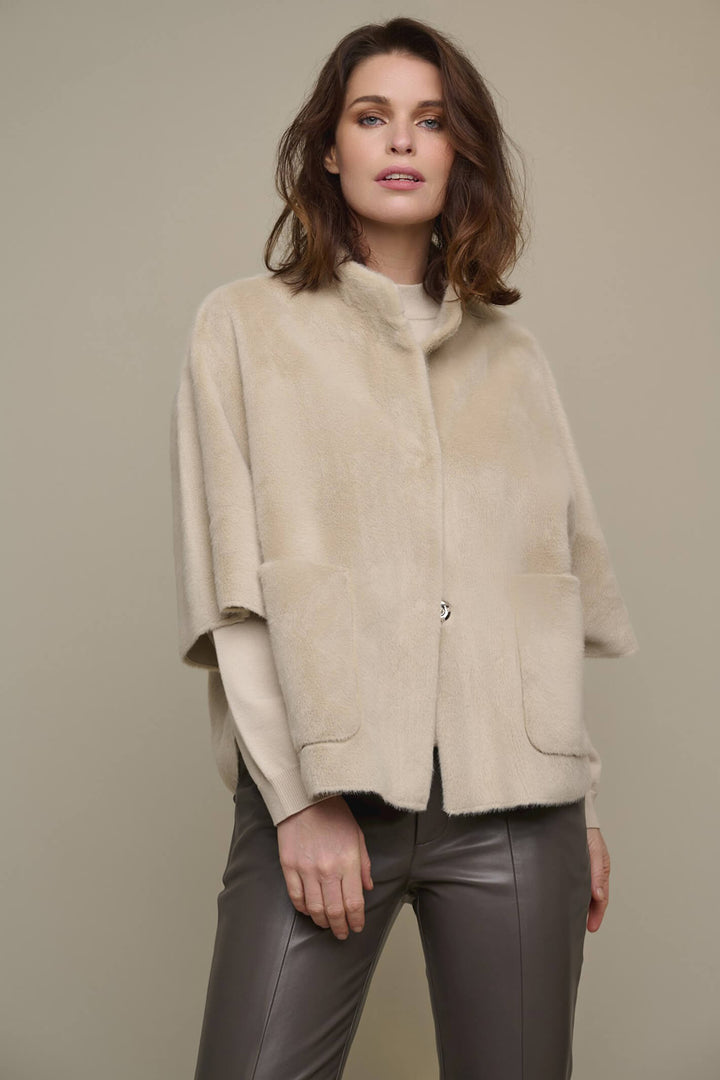 Rino & Pelle Dewi Stone Faux Fur Cape - Olivia Grace Fashion