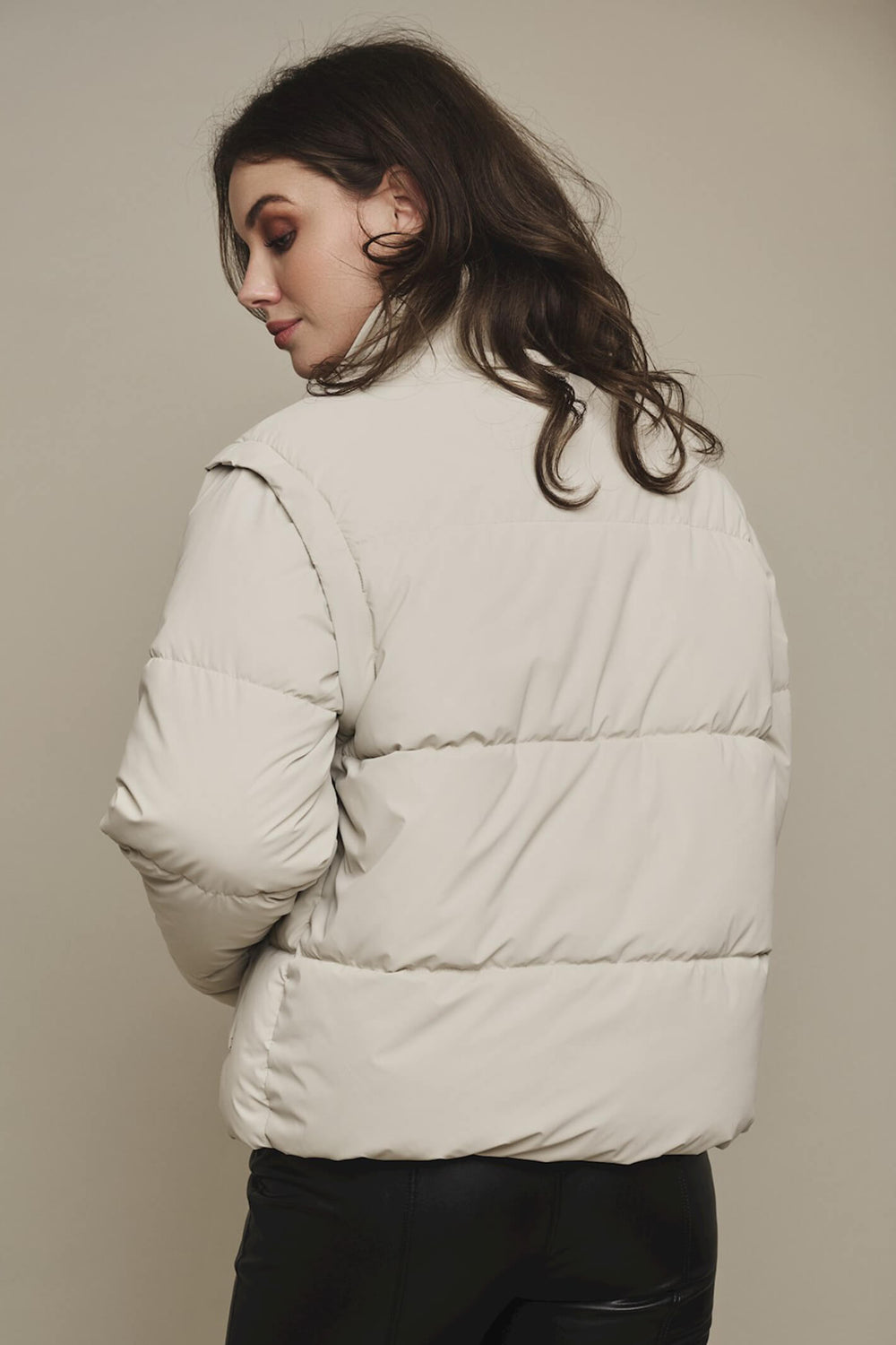 Rino & Pelle Jiska Stone Padded Jacket With Detachable Sleeves - Olivia Grace Fashion