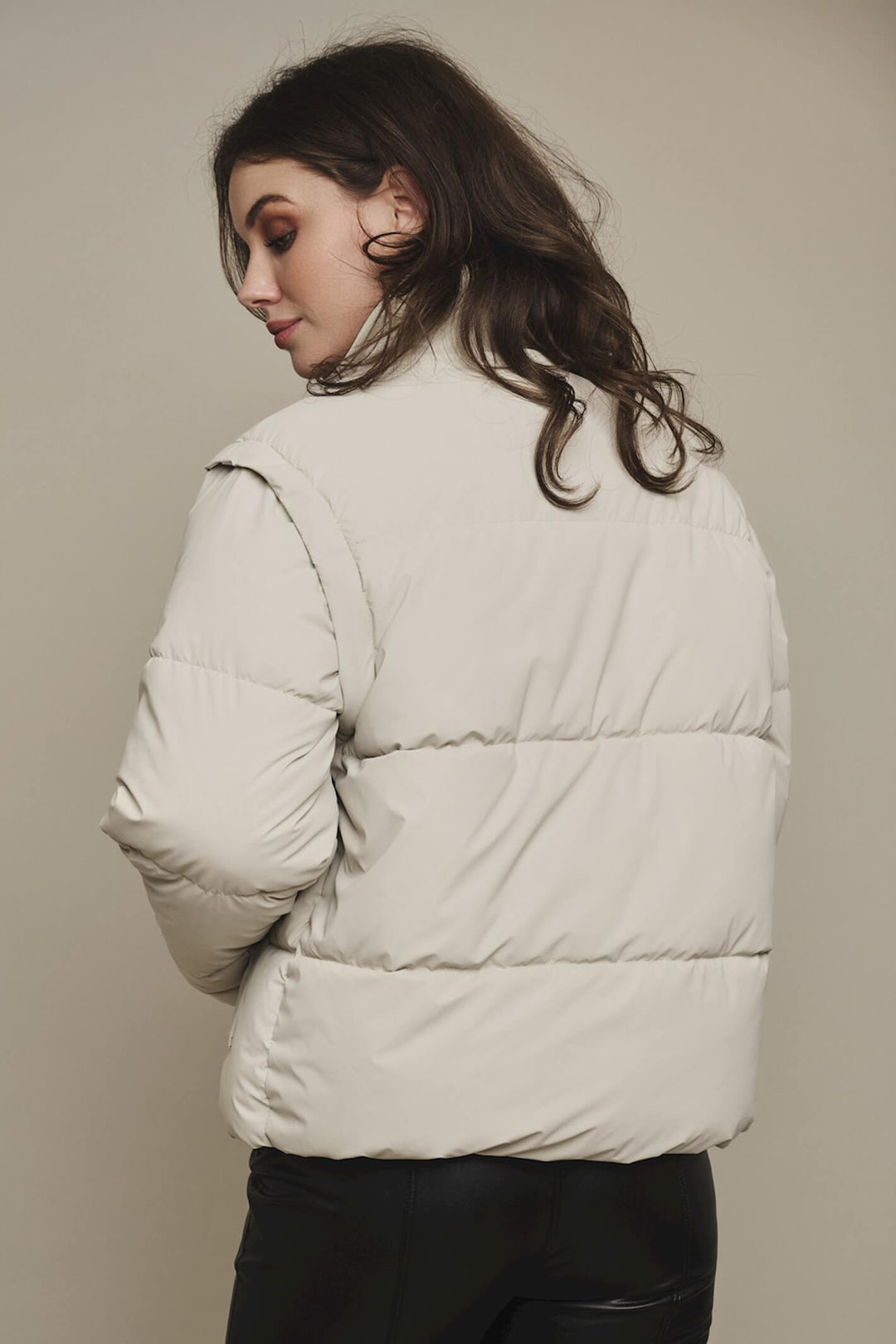 Rino & Pelle Jiska Stone Padded Jacket With Detachable Sleeves - Olivia Grace Fashion