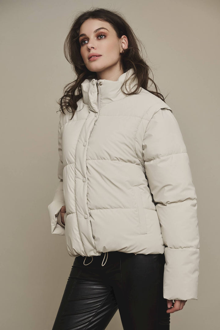 Rino & Pelle Jiska Stone Padded Jacket With Detachable Sleeves - Olivia Grace Fashion