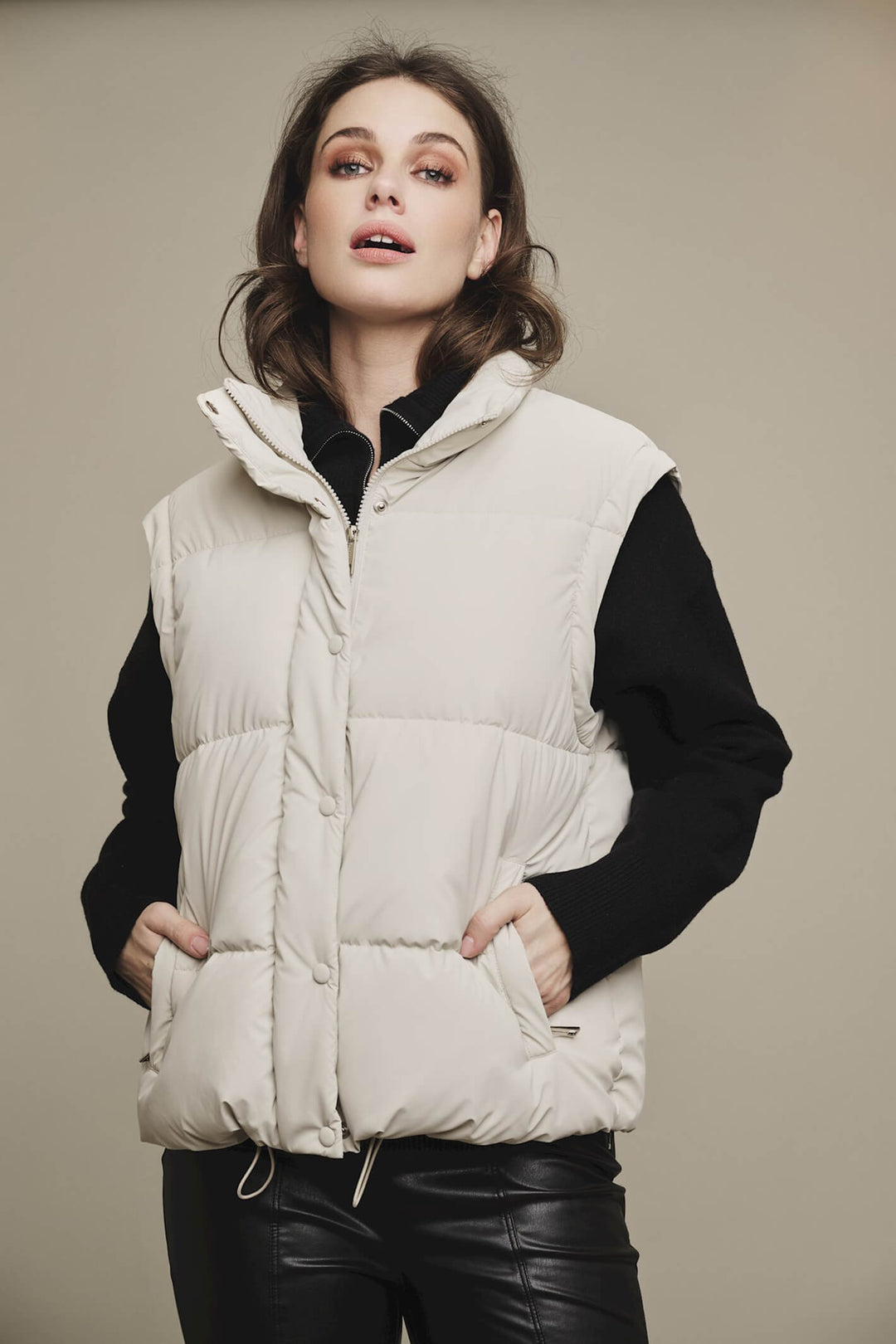 Rino & Pelle Jiska Stone Padded Jacket With Detachable Sleeves - Olivia Grace Fashion