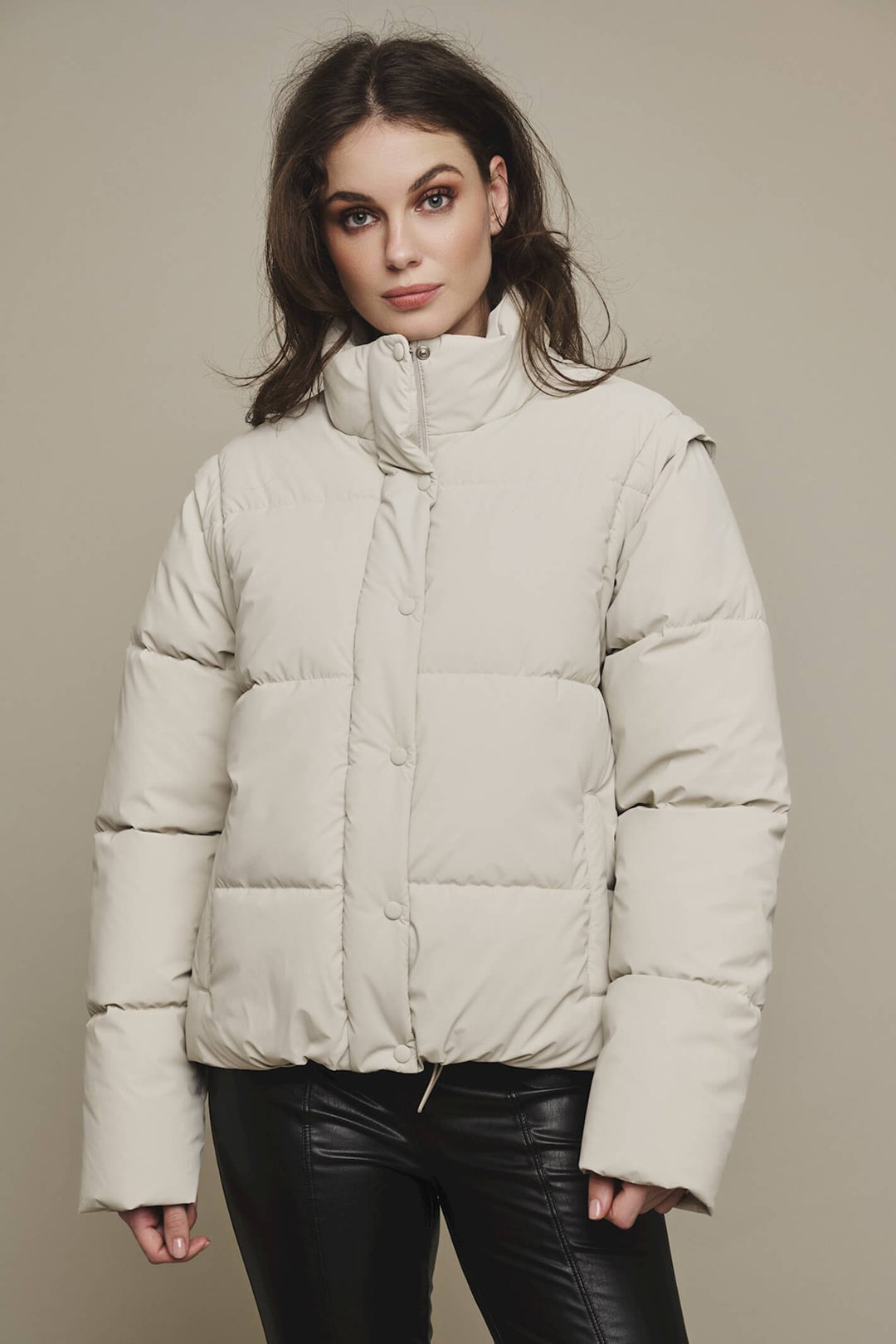 Rino & Pelle Jiska Stone Padded Jacket With Detachable Sleeves - Olivia Grace Fashion