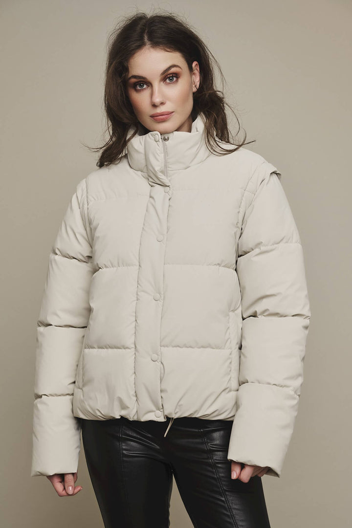 Rino & Pelle Jiska Stone Padded Jacket With Detachable Sleeves - Olivia Grace Fashion