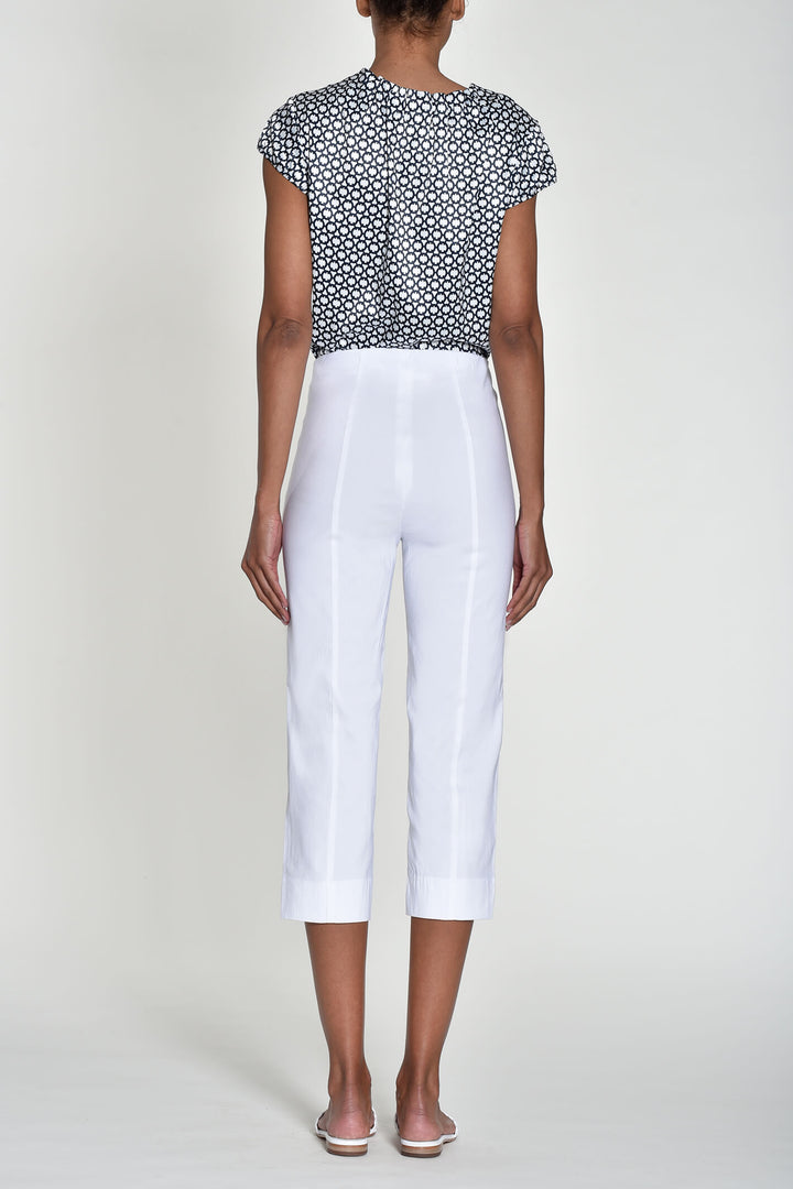 Robell Marie 07 White Capri Trousers 51576 5499 - Olivia Grace Fashion