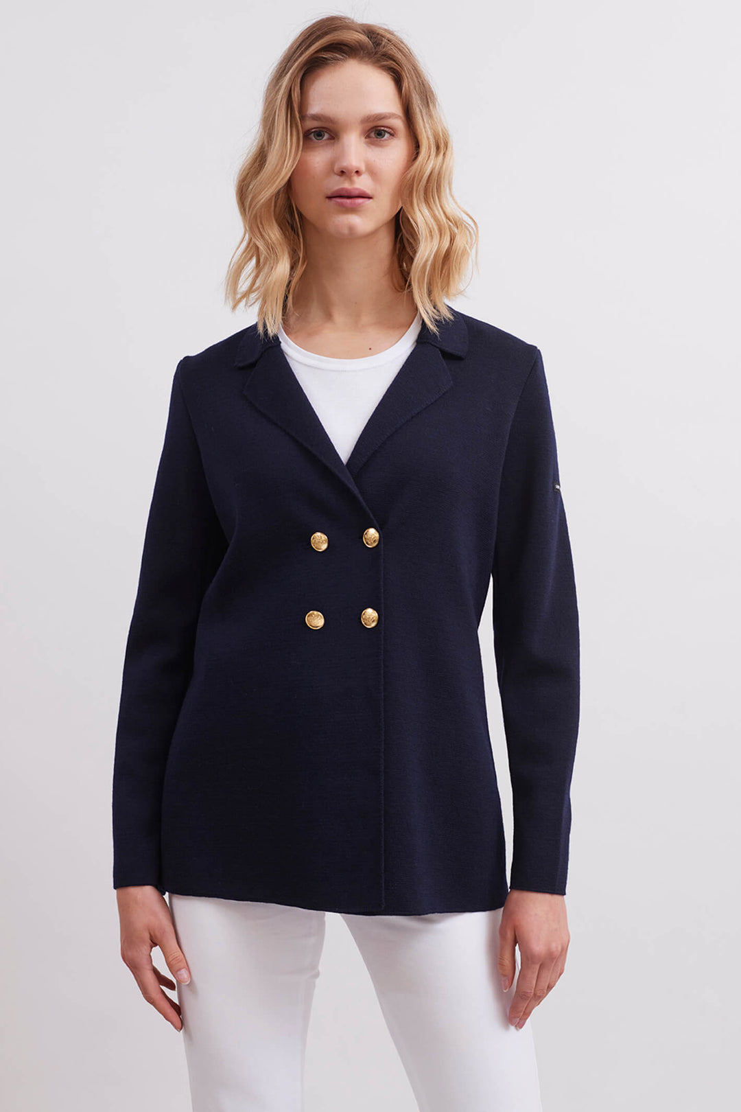 Saint James Charente 0314-CC Navy Double Breasted Blazer Jacket - Olivia Grace Fashion