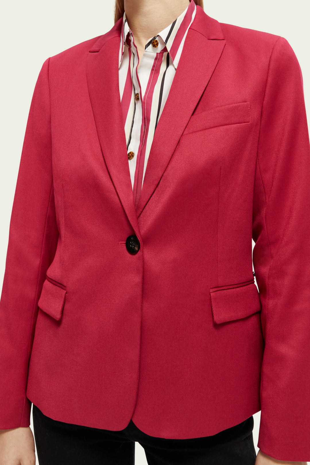 Scotch & Soda 172084 Cherry Pie Red Classic Tailored Blazer Jacket - Olivia Grace Fashion