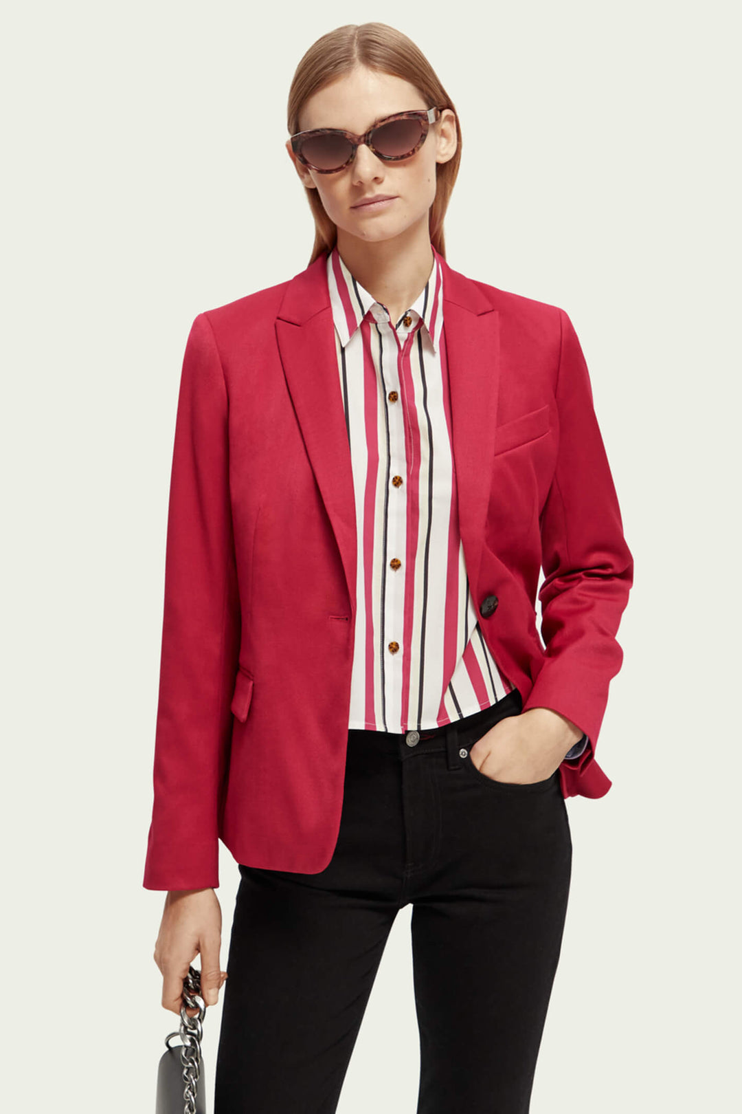 Scotch & Soda 172084 Cherry Pie Red Classic Tailored Blazer Jacket - Olivia Grace Fashion