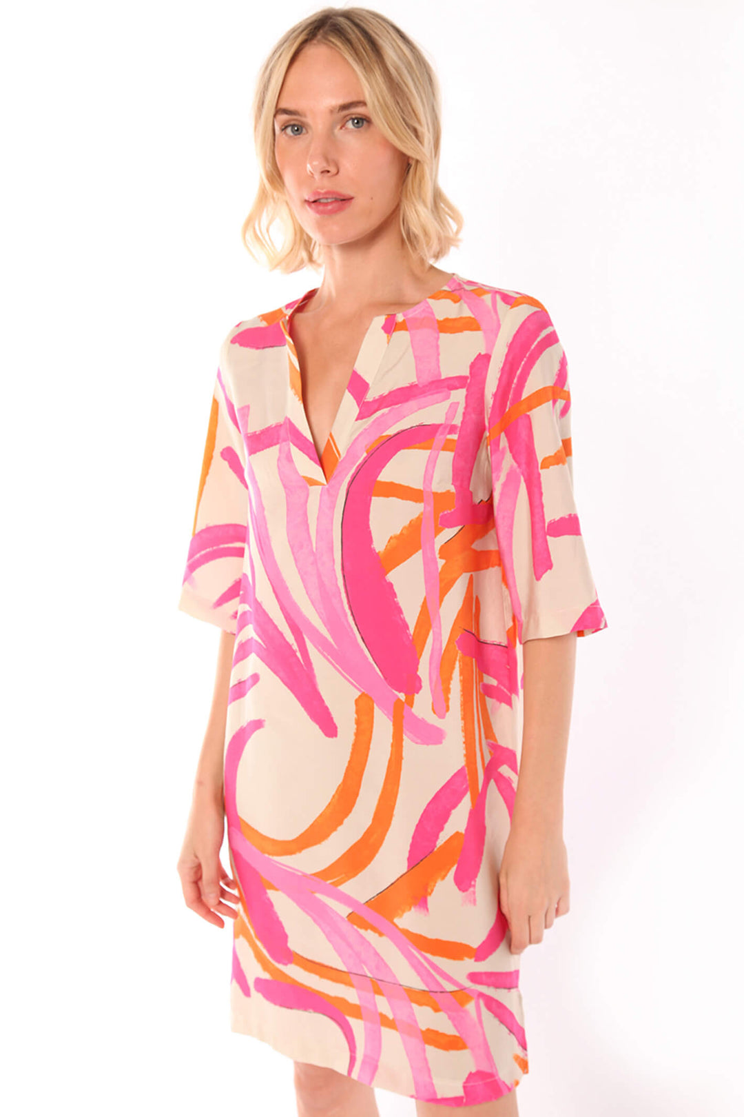 Vilagallo 30126 Pink Lucca Print Dress - Olivia Grace Fashion